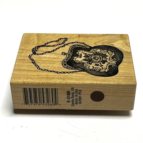 PSX Floral Evening Purse Wood Mounted Rubber Stamp F-3169 2" X 2.5" - Picture 2 of 4